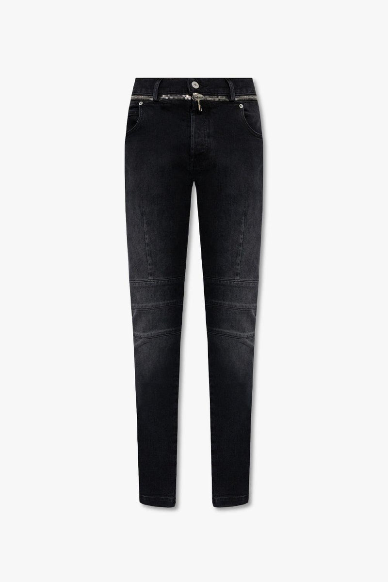 Balmain 6-Pockets Jeans SLIM with Logo Texture Black | FASHION ROOMS
